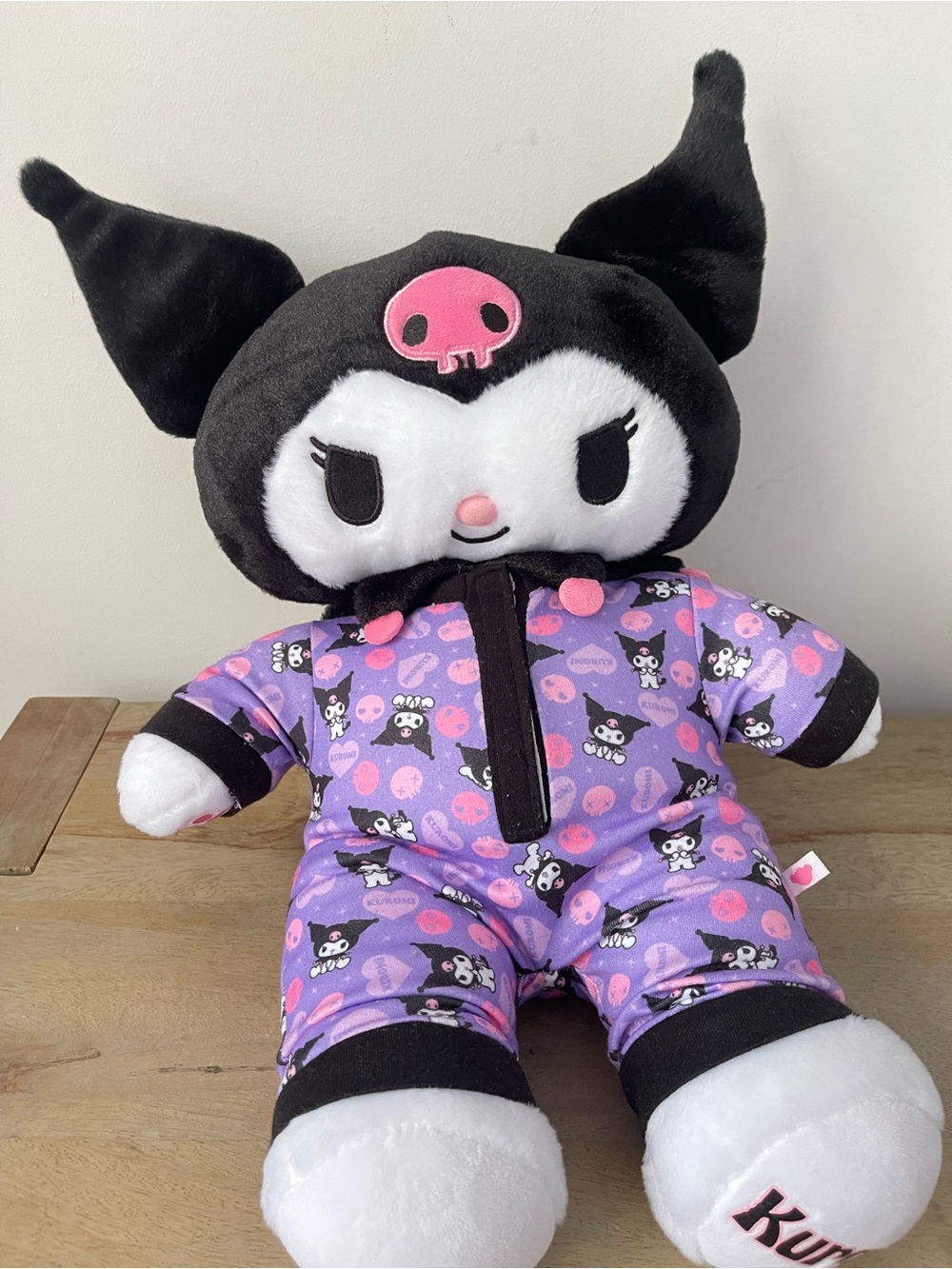 Build-a-Bear Sanrio Kuromi Plush Doll in Black, White and Purple Pajamas